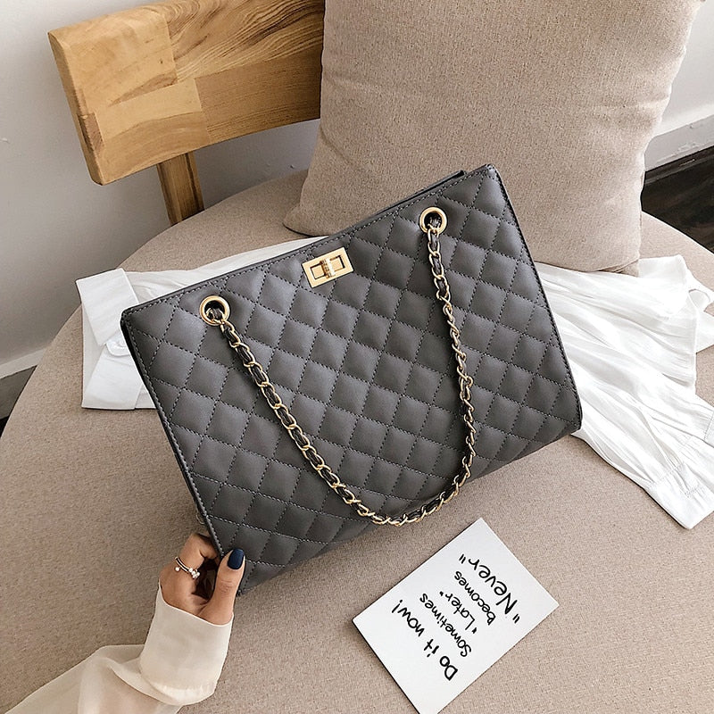Black Large Tote Bags for Women with Chain