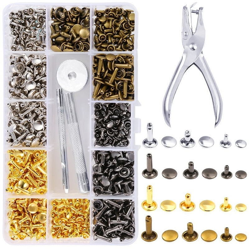 480 pcs. metal double cap rivets for DIY leather craft