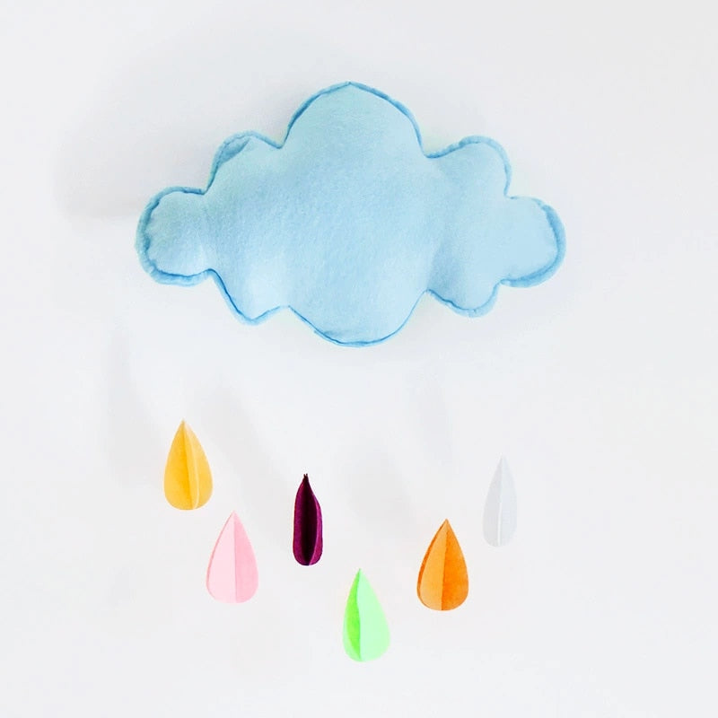 Nordic children's tent with cloud and raindrop pendant