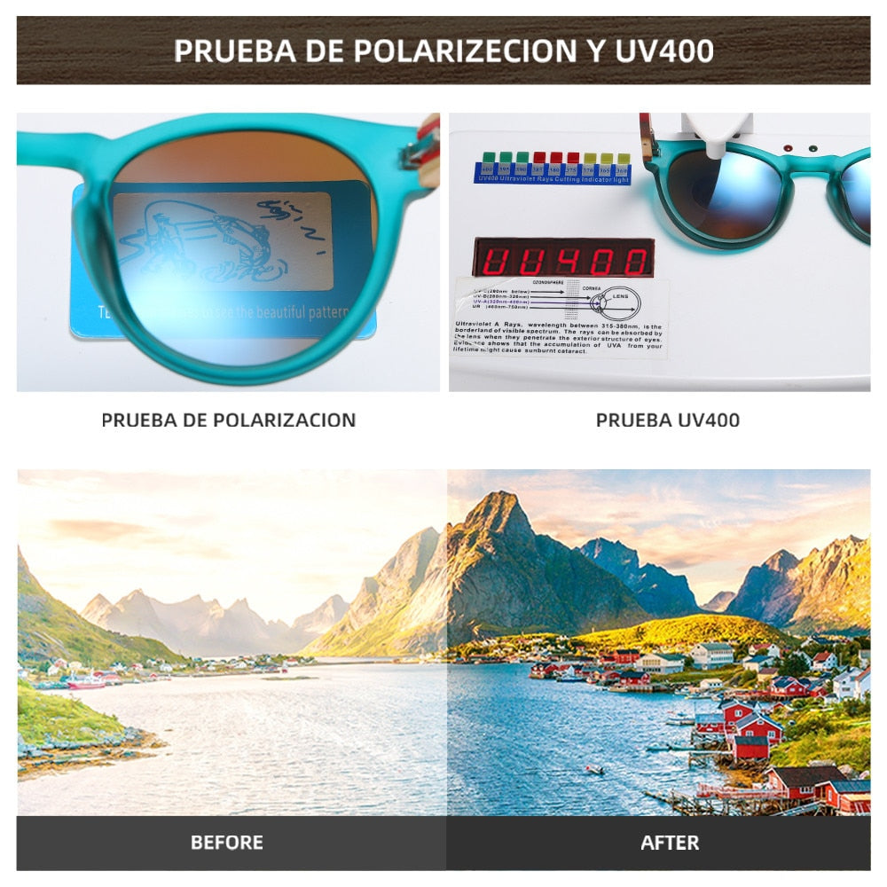 Polarisierte Sonnenbrille für Frauen mit Holzrahmen