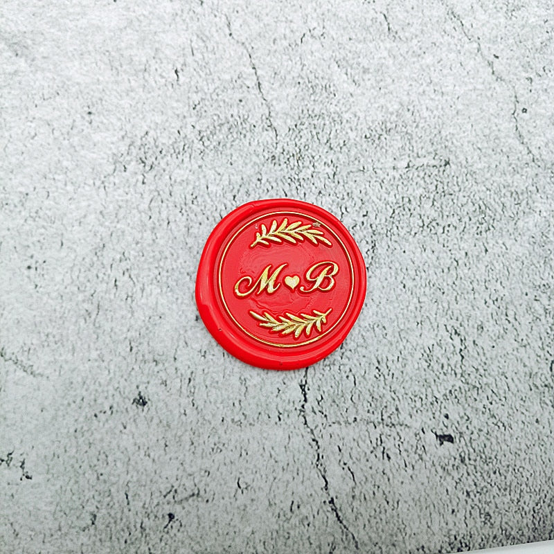 DIY personalized stamp with wax seal for wedding