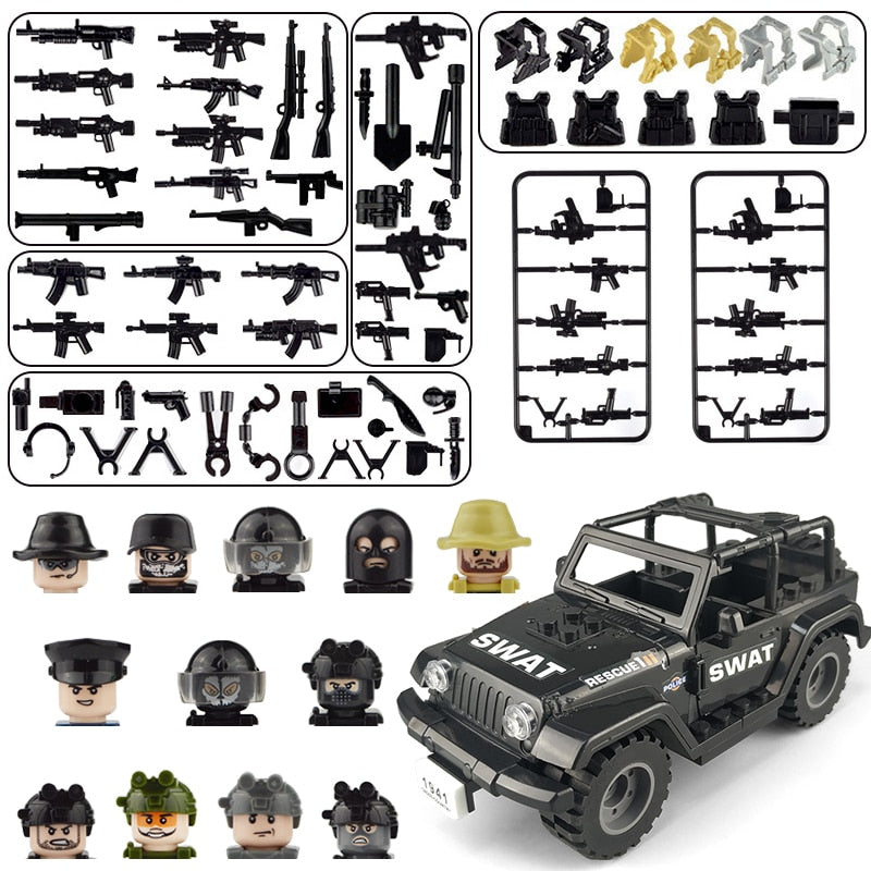 22-teiliges Set für Soldaten Mini Figuren SWAT Team Polizei
