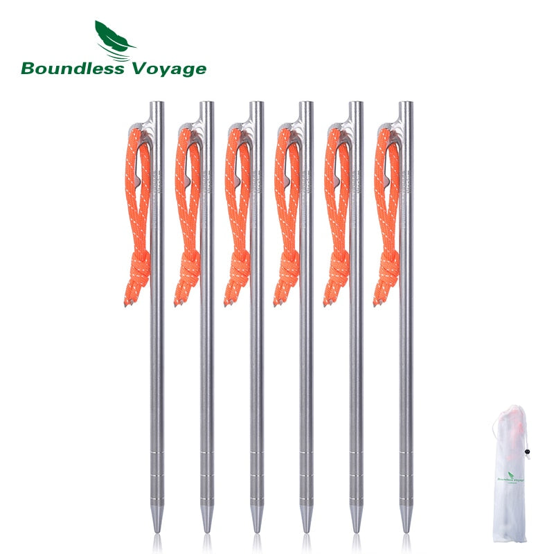 Boundless Voyage Titanium Alloy Tent Pegs Heavy Duty Nails Camping Pins 20cm 24cm 30cm 35cm 40cm