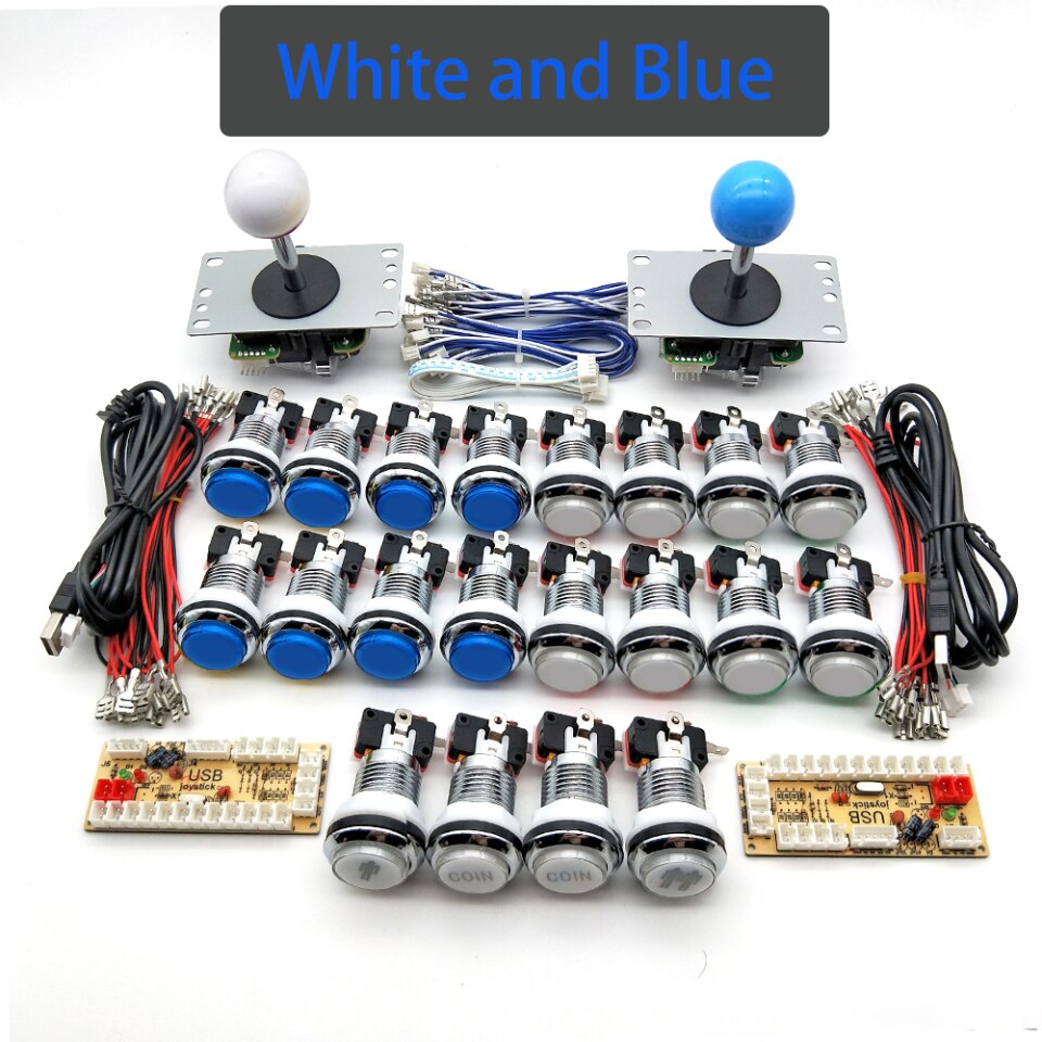 Arcade Kabinett DIY Kit, 5V LED, Chrom Druckknopf, SANWA Joystick, 1 & 2 Spieler, COIN USB zu PC, Raspberry Pi