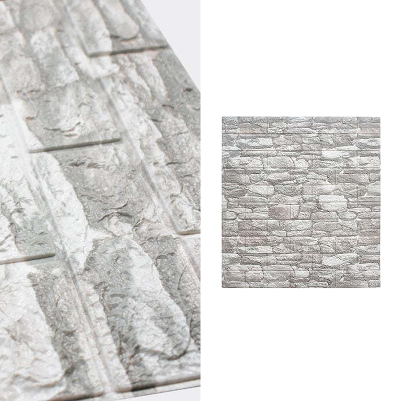 10pcs-Bag 3D Brick Pattern Wallpaper for Living Room Bedroom TV Wall 77x70cm Waterproof