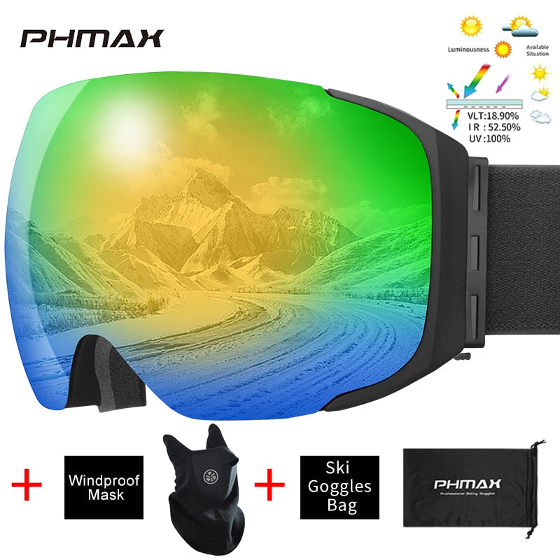 PHMAX Snowboardbrille mit Magnetverschluss