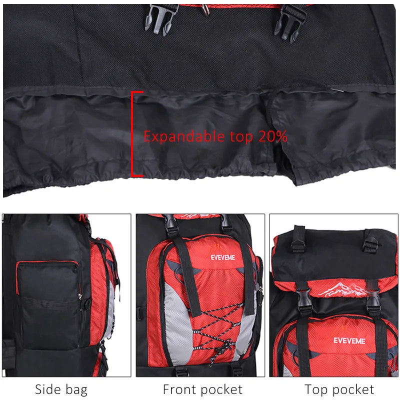 Men's 80L Big Hiking Mountaineering Climbing Backpack