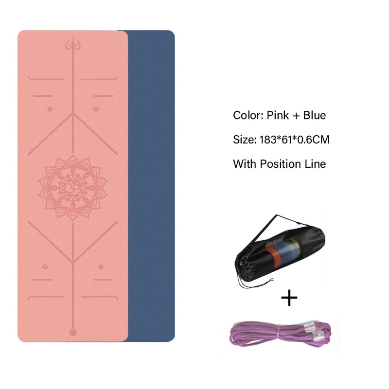 TPE Yoga Double Layer Mat with Position Line for Fitness and Pilates