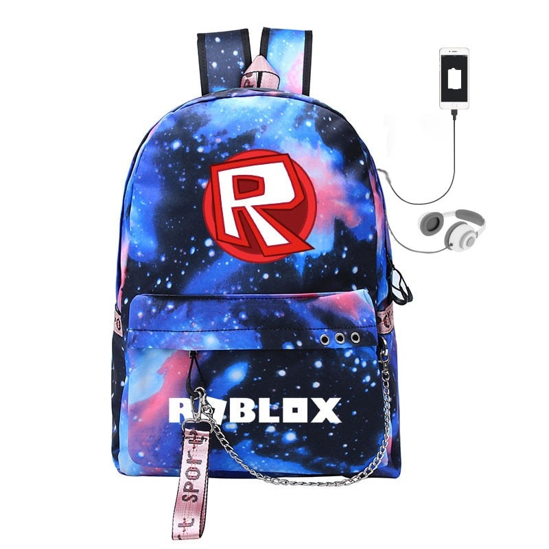 Blauer Roblox Rucksack für Teens