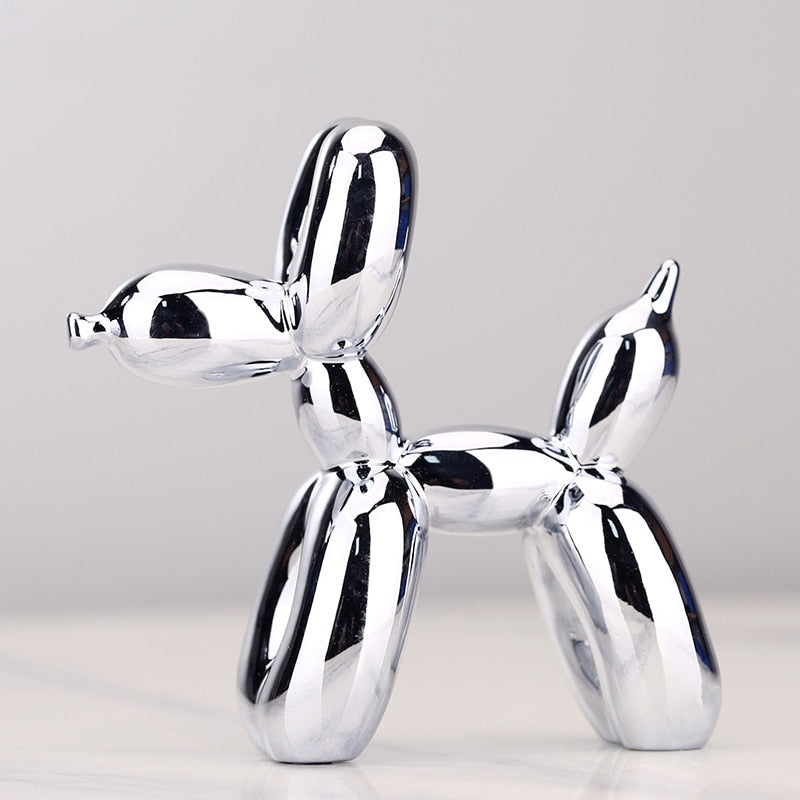 Nordic resin dog craftsmanship, electroplating balloon dog sculpture, home decoration for modern living room