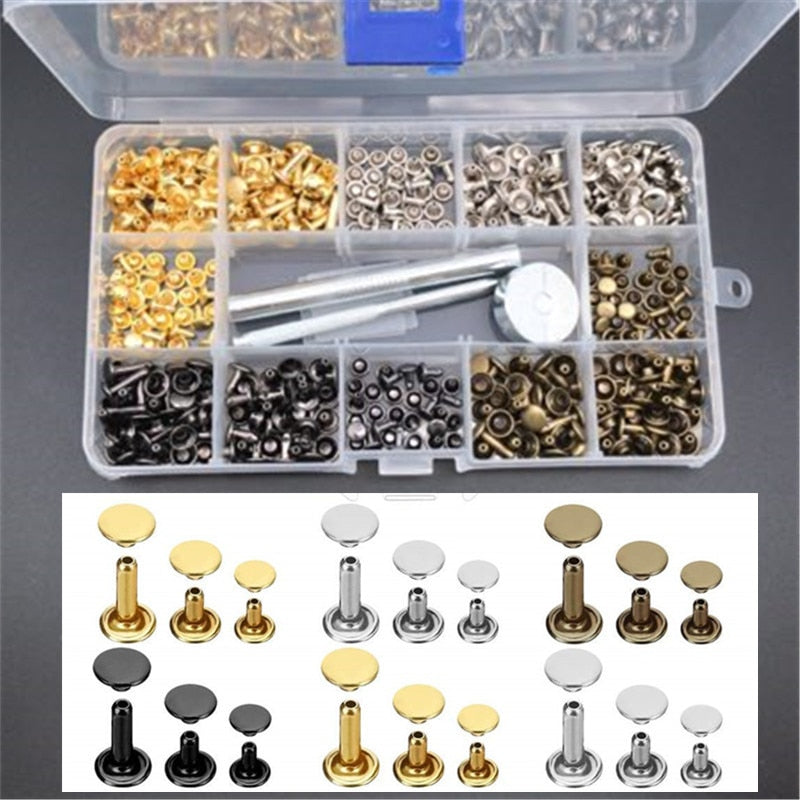 480 pcs. metal double cap rivets for DIY leather craft