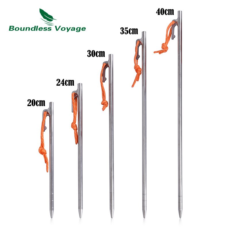 Boundless Voyage Titanium Alloy Tent Pegs Heavy Duty Nails Camping Pins 20cm 24cm 30cm 35cm 40cm