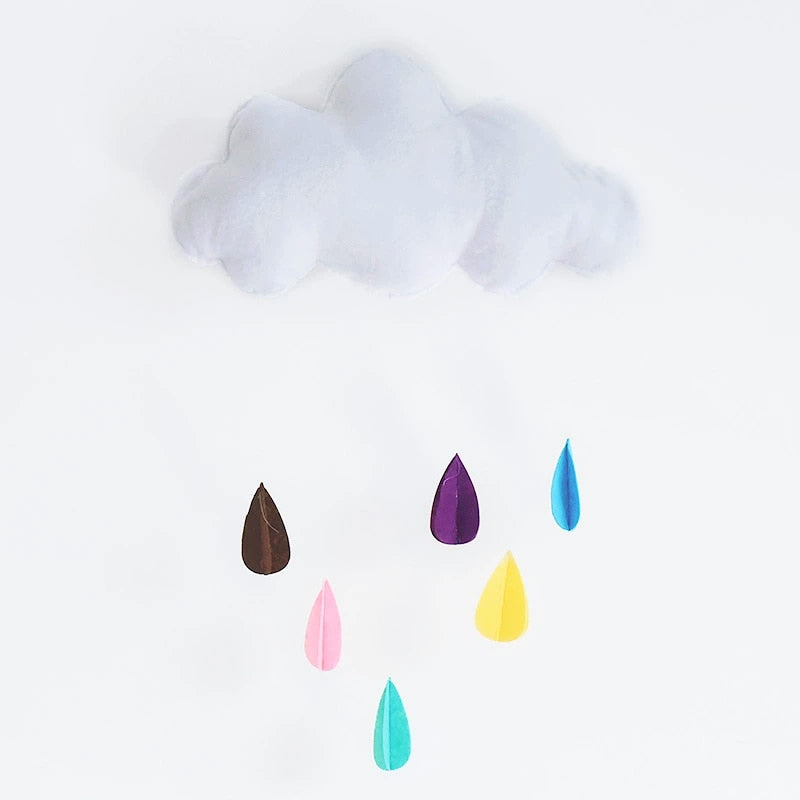 Nordic children's tent with cloud and raindrop pendant