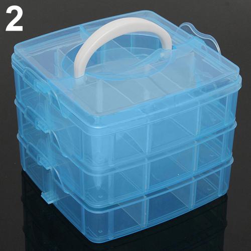 3-layer 18-compartment storage container for jewelry and beads