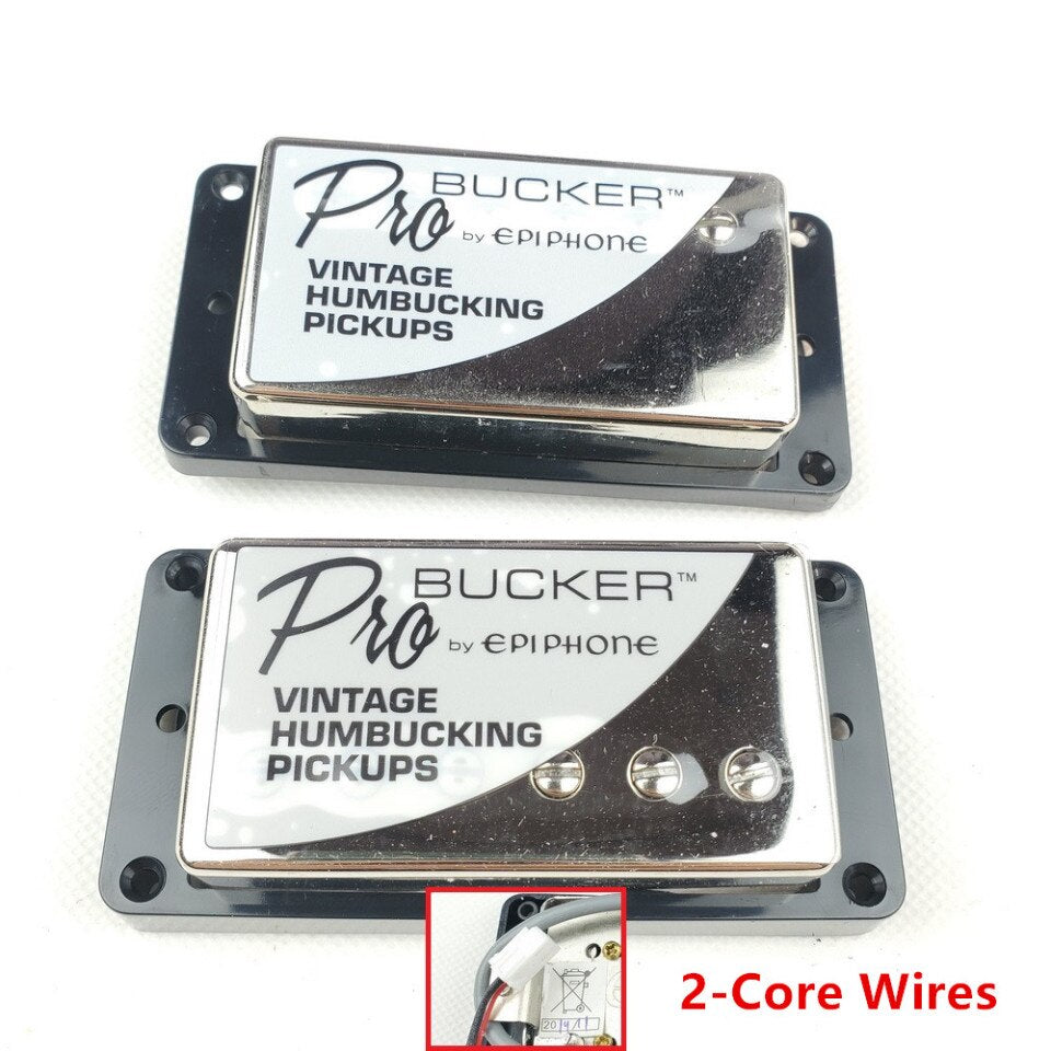 1 set of Nickel LP Standard ProBucker N&amp;B electric guitar humbucker pickups with Pro wiring harness for EPI, silver cover