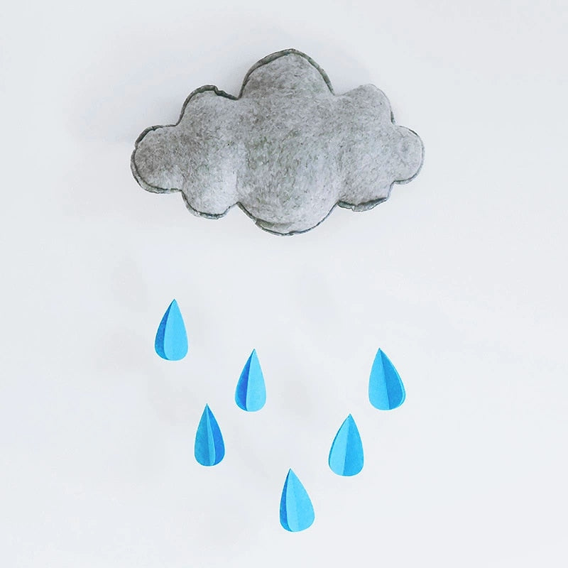 Nordic children's tent with cloud and raindrop pendant