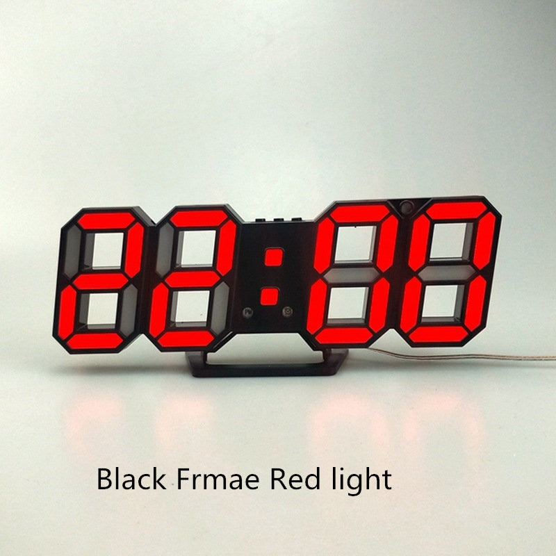 3D LED Wall Clock, Modern Design, Digital Table Clock, Alarm Clock, Night Light, Clock for Home, Living Room Decoration