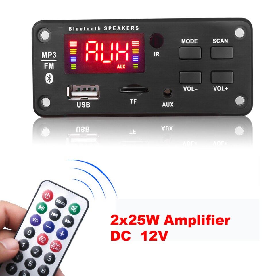 12v*50W Amplifier MP3 Decoder Board with Color Screen and Bluetooth V5.0