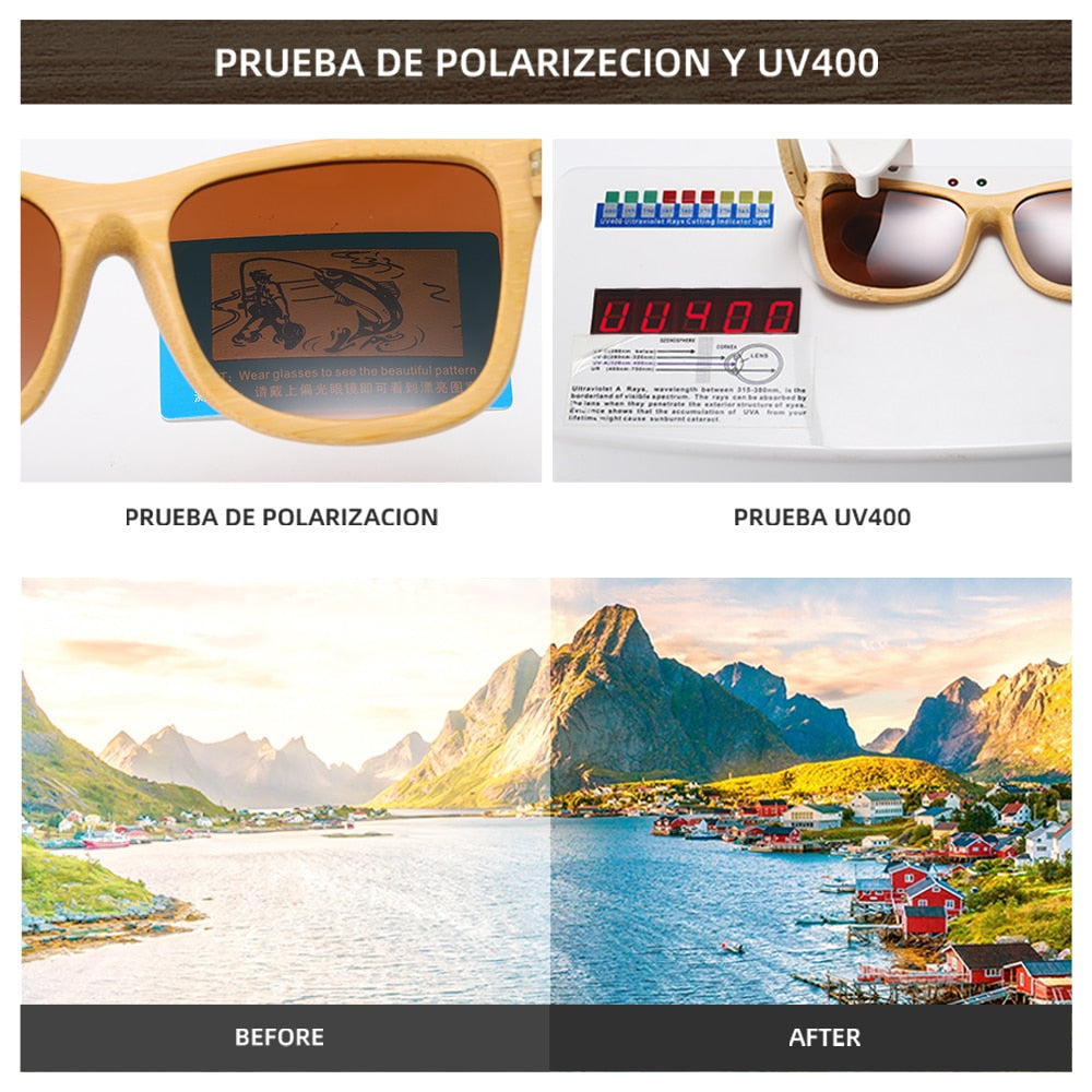 Handmade wooden bamboo sunglasses