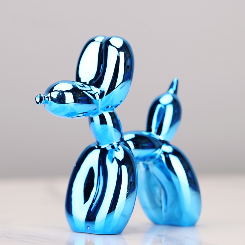 Nordic resin dog craftsmanship, electroplating balloon dog sculpture, home decoration for modern living room