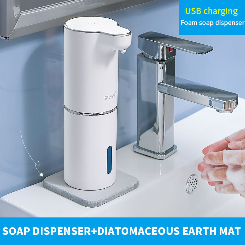 Automatic foam soap dispenser, USB charging, white, ABS