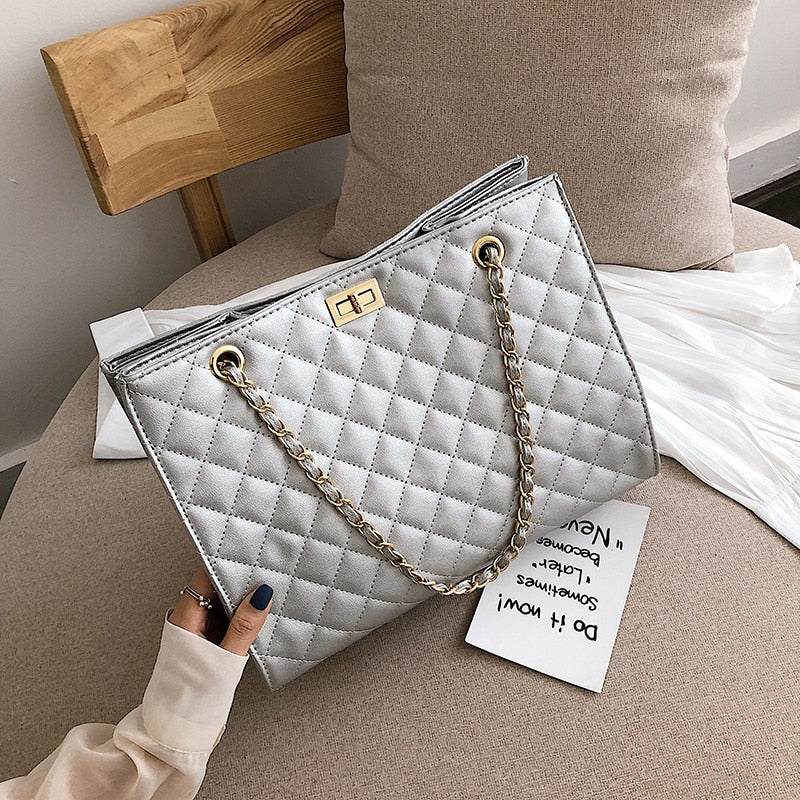 Black Large Tote Bags for Women with Chain