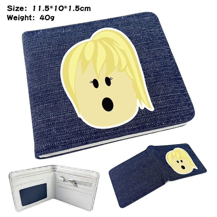 11,5x10x1,5cm Roblox Studenten Unisex Denim Leder Portemonnaie