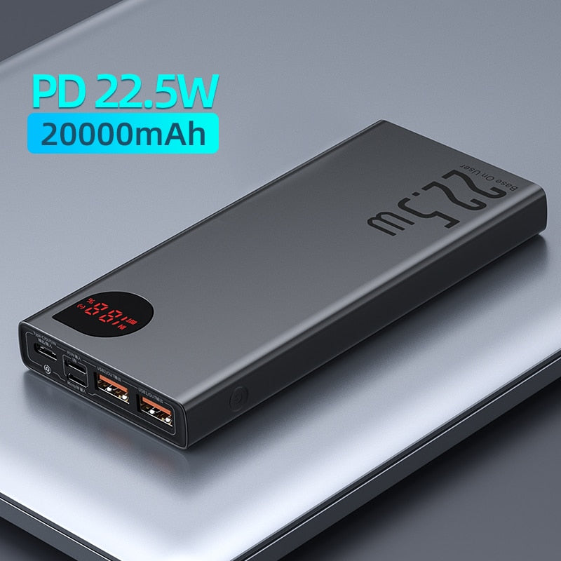 Banque d'alimentation Baseus 22.5W Banque d'alimentation à charge rapide 20000mAh