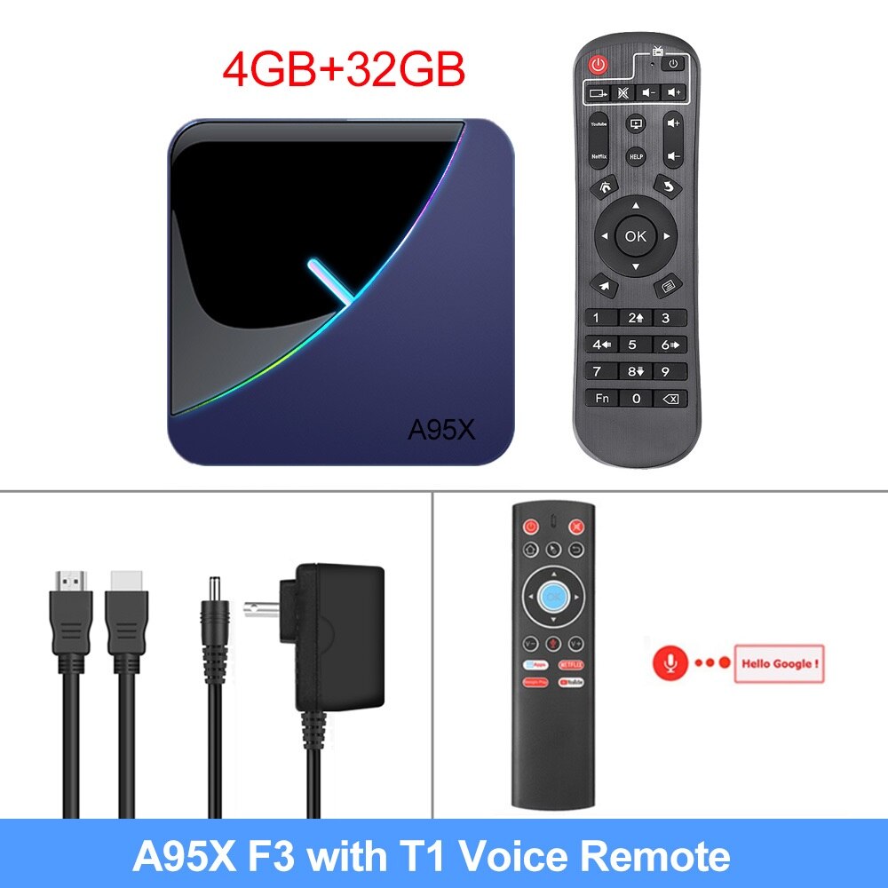 VONTAR A95X F3 RVB TV Box Android 9.0 4 Go 64 Go 32 Go Amlogic S905X3 8K 60fps
