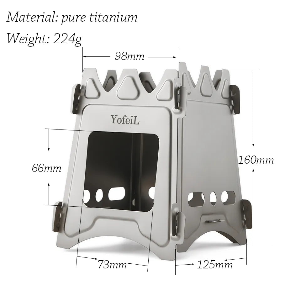 Camping Pure Titanium Cookware Pot Wood Burning Stove Spoon Fork Tableware Picnic Set Outdoor
