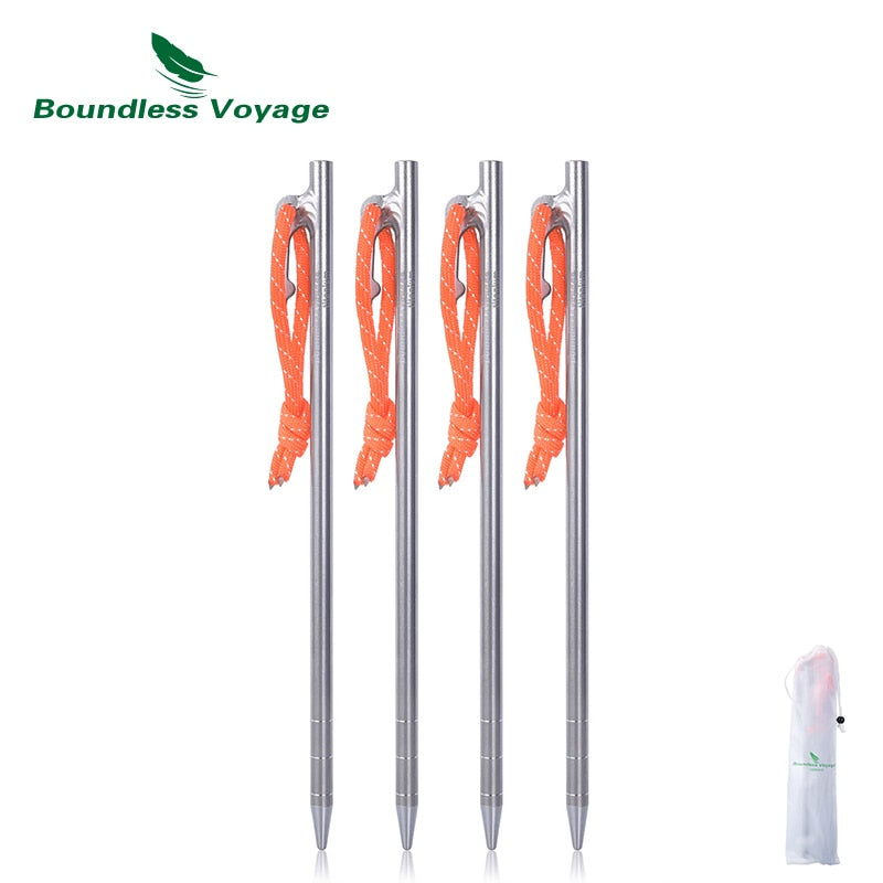 Boundless Voyage Titanium Alloy Tent Pegs Heavy Duty Nails Camping Pins 20cm 24cm 30cm 35cm 40cm