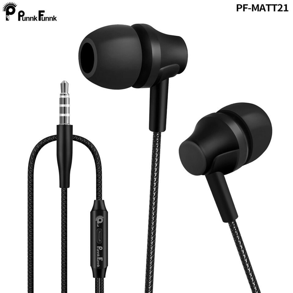 PunnkFunnk Metall-Kopfhörer 1.2M Bass Stereo Sport In-Ear W-Mic Lautstärkeregler für Samsung Iphone 5 6 7 8 11