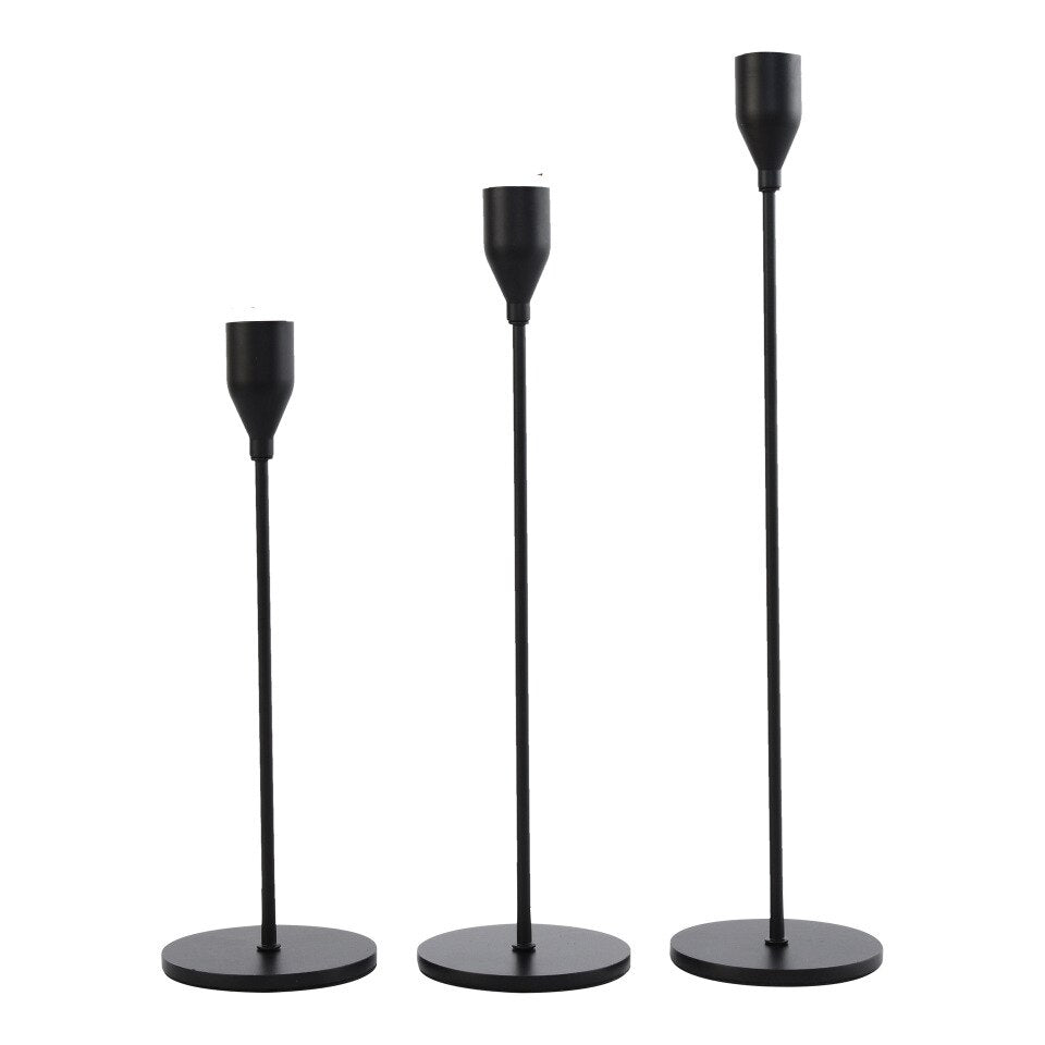 3-piece set of metal candle holders, golden wedding, party decoration