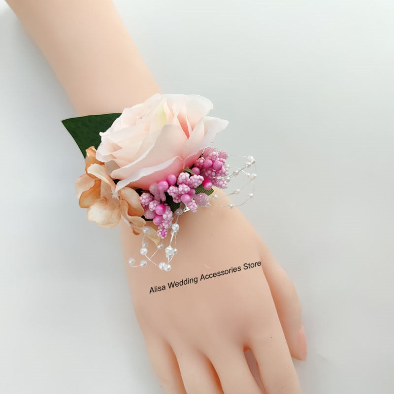 Wedding accessories: bridal bouquet, bridesmaid, artificial roses