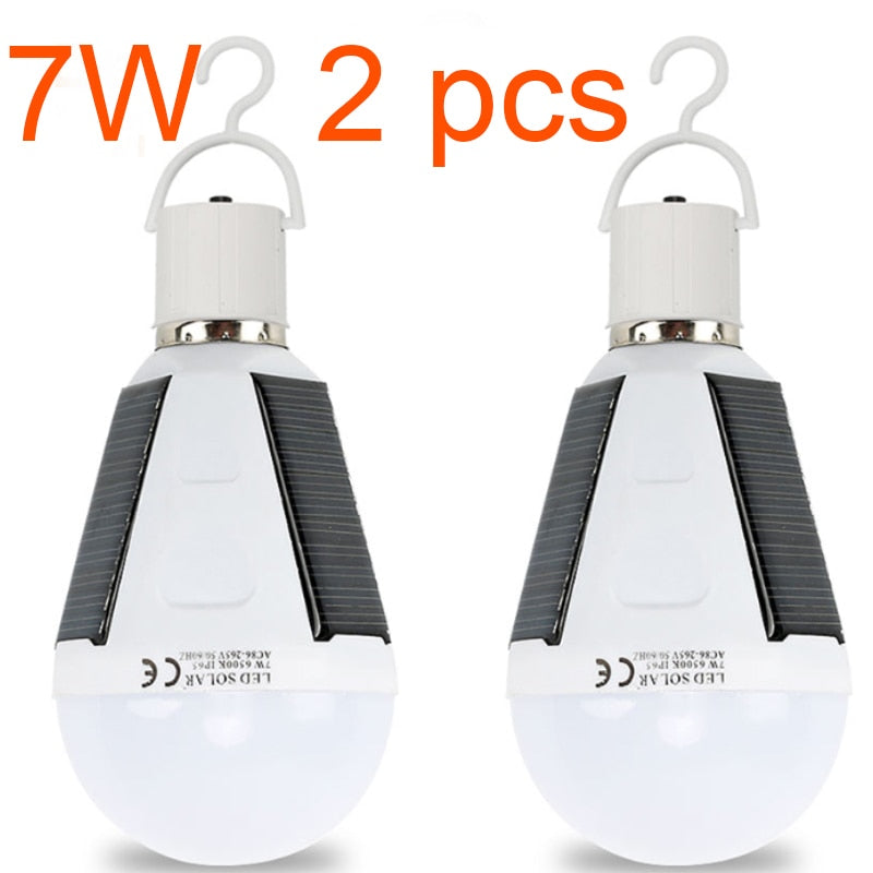 Rechargeable LED Bulb E27 LED Solar Lamp 7W 12W 85V-265V Outdoor Emergency Travel Fishing Camping Light