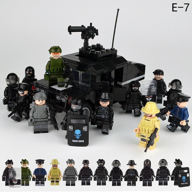 22-teiliges Set für Soldaten Mini Figuren SWAT Team Polizei
