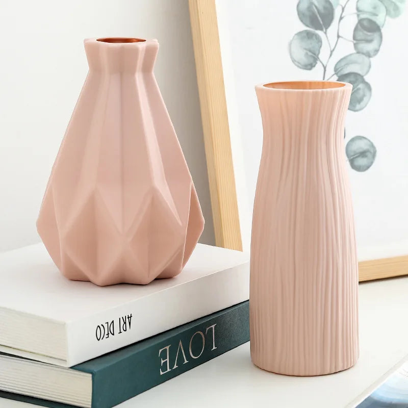 Vase en plastique pour la décoration de la maison, Pot de fleurs en céramique blanche, plantes
