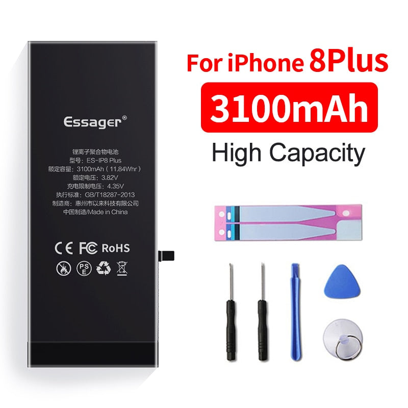 Batterie Essager pour iPhone 6 6S 5S 5C 7 8 Plus X Xs Max Xr 6Plus - Batterie de remplacement d'origine, haute capacité