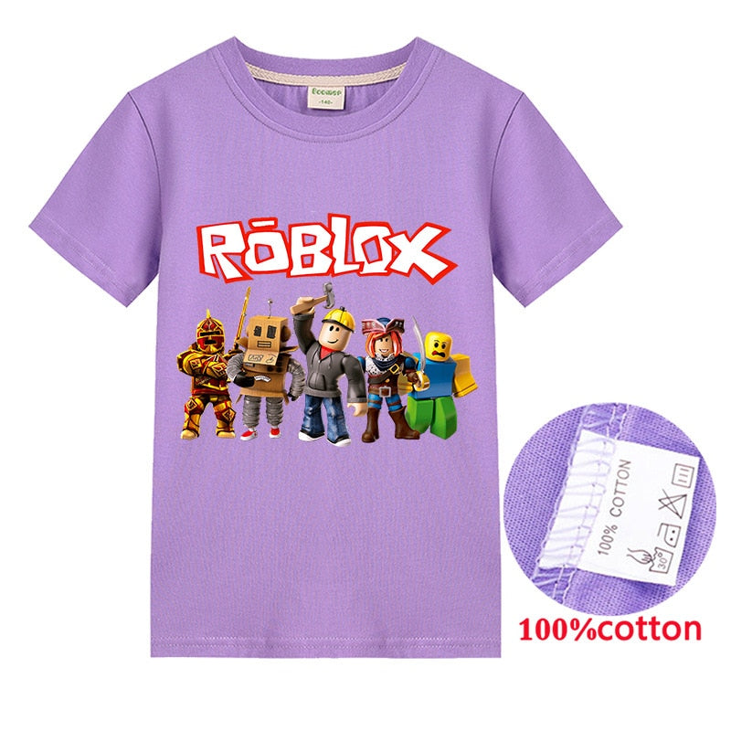 Roblox Mädchen T-Shirt, Cartoon, Sommer, Baumwolle