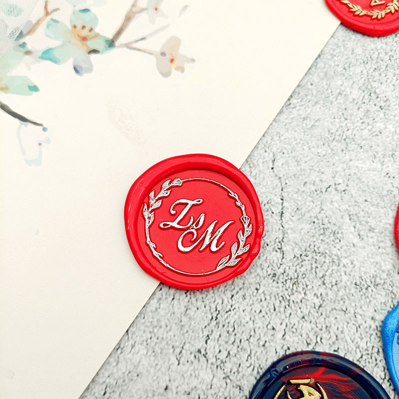 DIY personalized stamp with wax seal for wedding