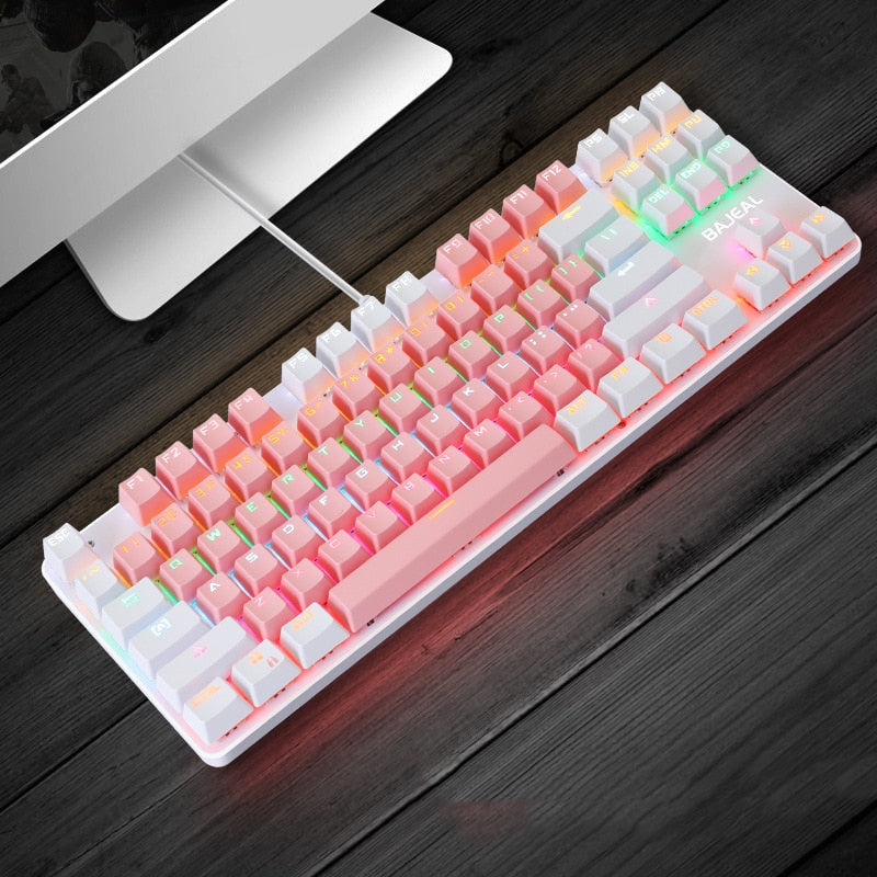 Mechanical wired gaming keyboard, 87 keys, blue switch for professional gamers