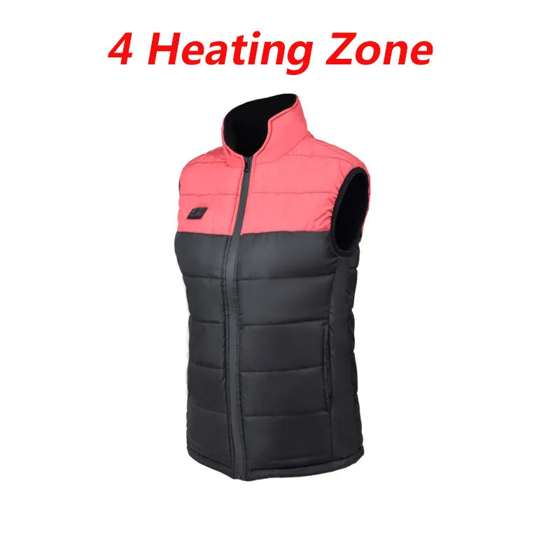 4 Zones Outdoor Heating Vest Women Electric Intelligent Heating Vest Jacket Hiking Camping