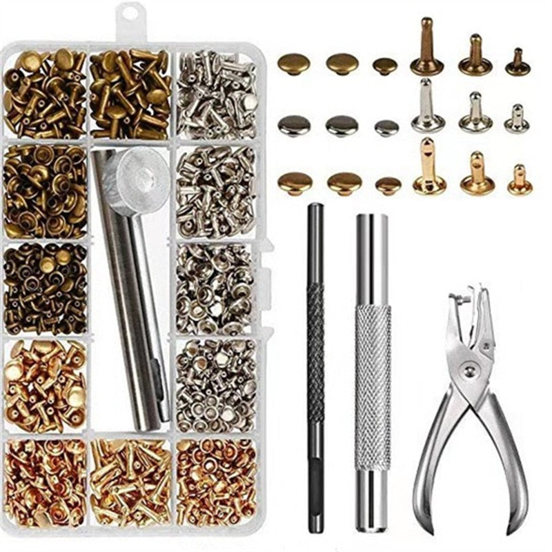 480 pcs. metal double cap rivets for DIY leather craft