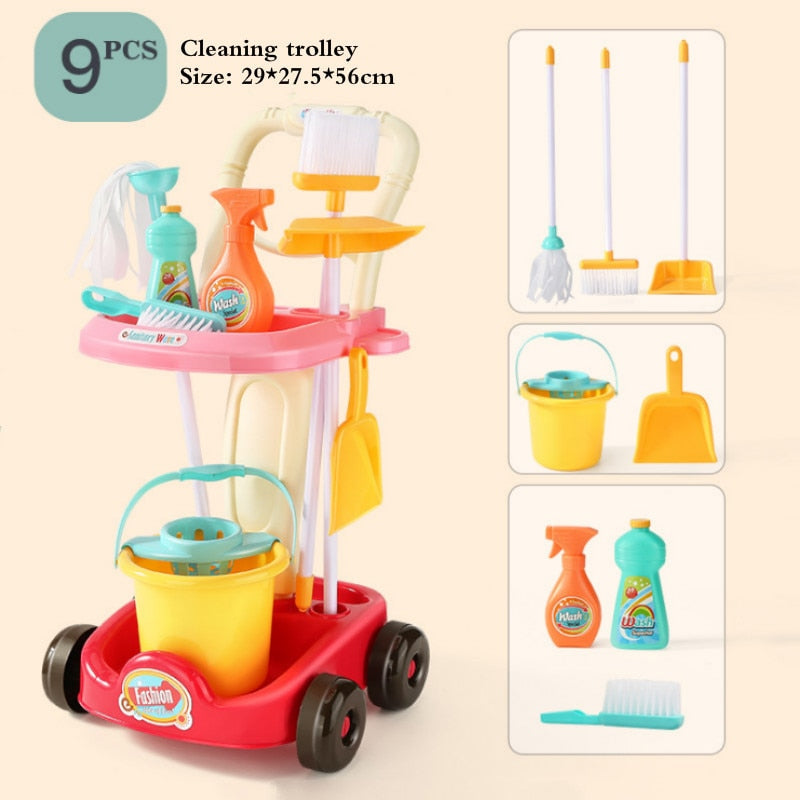 Kindersimulation Reinigungsset Trolley für Mädchen