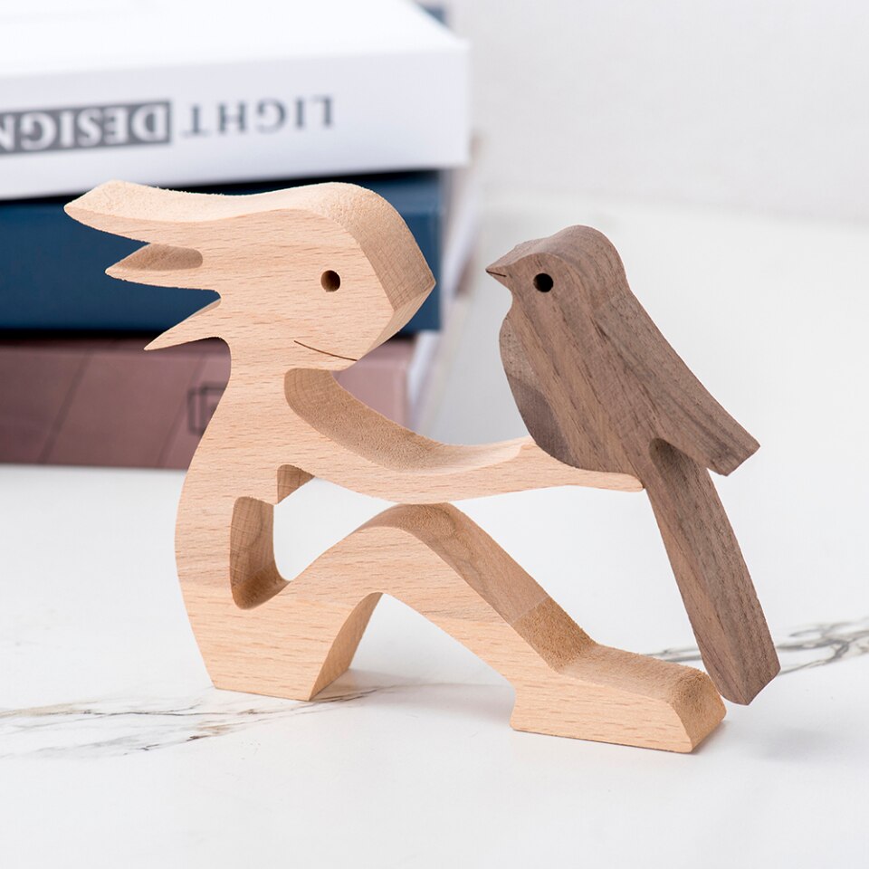 Wooden Dog Figure for Desk - Creative Pet Decoration