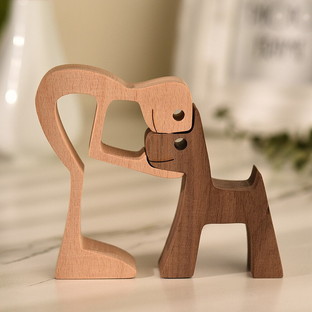 Wooden Dog Figure for Desk - Creative Pet Decoration