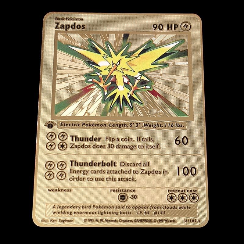 Pokemon Spiel Anime Kampf Karte Gold Metall