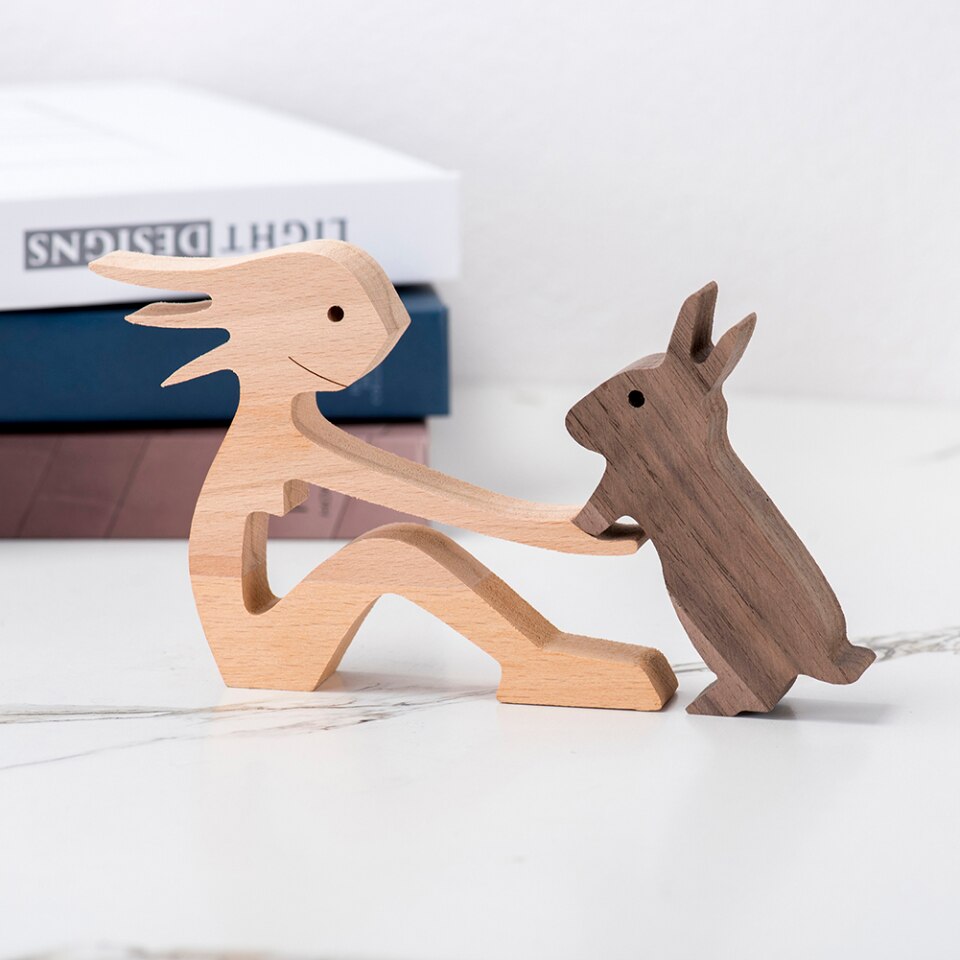 Wooden Dog Figure for Desk - Creative Pet Decoration