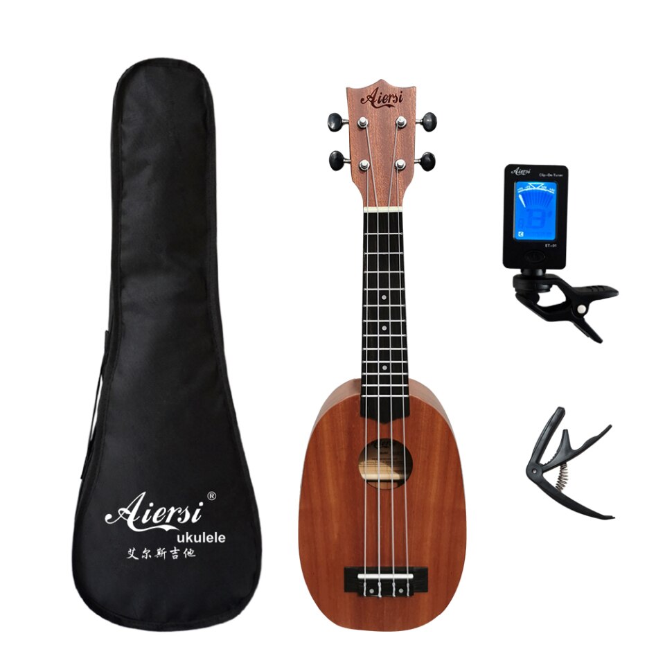 Aiersi 21" Mahogany Soprano Ukulele, Gecko, 4 Strings
