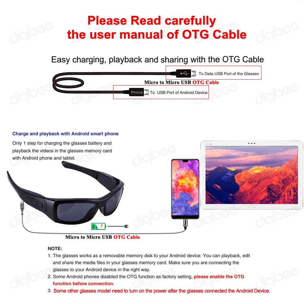 TR90 Eyewear Sports Cam OTG HD 1080P Polarized Sunglasses Mini Camera Glasses